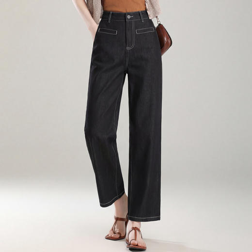 「自」全新升级【铂金会员146/天猫199/差价53】(10850)洛诗琳复古天丝牛仔裤2026春夏新款显瘦直筒休闲九分裤女 商品图1