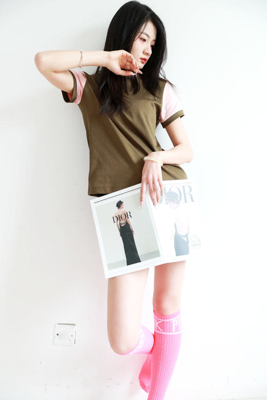 上身简直绝了啊！！刺绣工艺+复古拼接，法式圆领半袖t恤E040668 商品图12