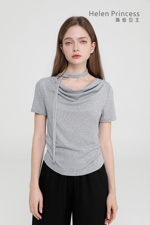 荡领飘带收腰上衣 商品图1