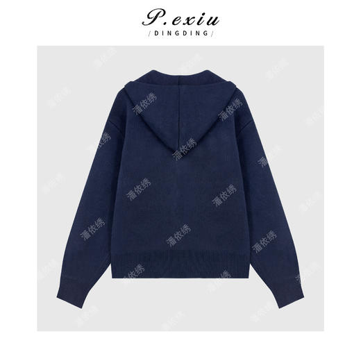 04-2潘依绣丁丁宠粉 100%羊毛极简风休闲半拉链连帽长袖针织上衣Q61948 商品图1