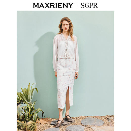 【SGPR】优雅度假风气质绣花巴厘纱上衣女25夏季新款(货号:MU86TP251) 商品图1