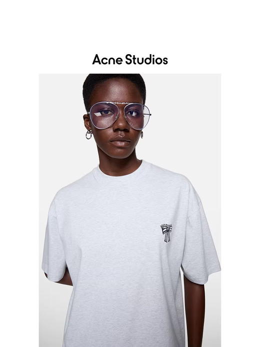 蝴蝶结印花tee，元祖灰+耀夜黑。复古宽松设计情侣圆领t恤E040660 商品图7