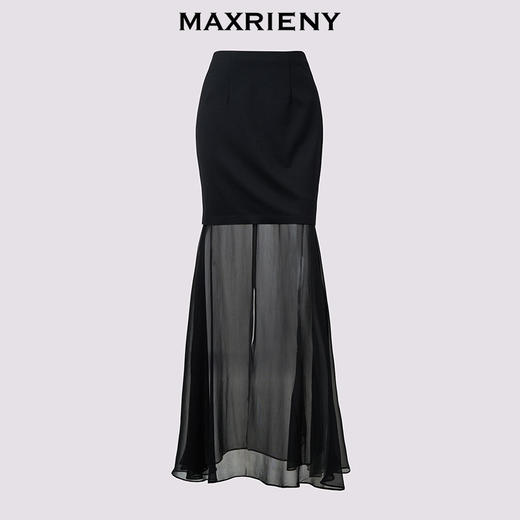 【商场同款】MAXRIENY精致浪漫针织拼接真丝鱼尾半裙桑蚕丝裙25夏(货号:MC86SK285) 商品图4