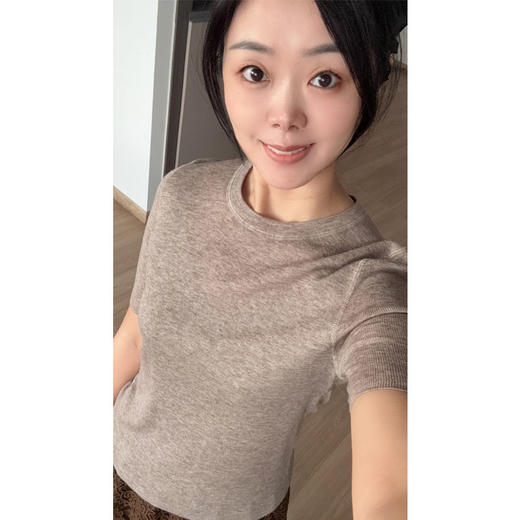 鄂家新工艺~100%极细美丽诺羊毛圆领正肩T恤女修身百搭实穿短袖 商品图0