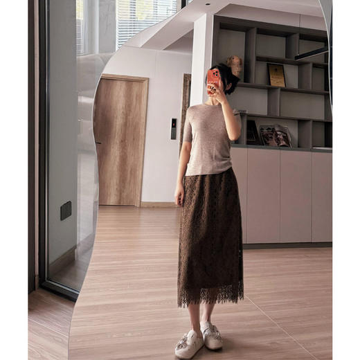 鄂家新工艺~100%极细美丽诺羊毛圆领正肩T恤女修身百搭实穿短袖 商品图2