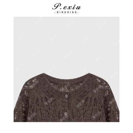 04-2潘依绣丁丁宠粉 马海毛羊毛法式复古镂空圆领长袖针织开衫 Q80316 商品图2