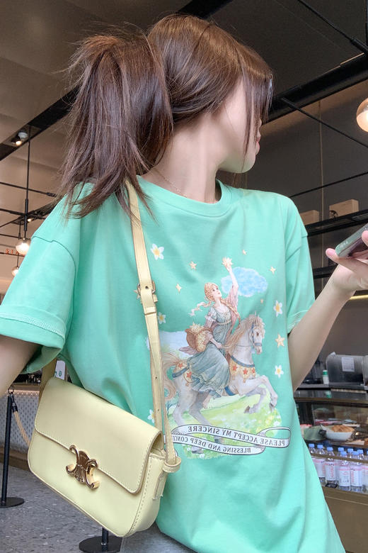 <曾小咸推荐>慵懒印花宽松圆领短袖T恤上衣【预售款，预计3-15天！！】 商品图5
