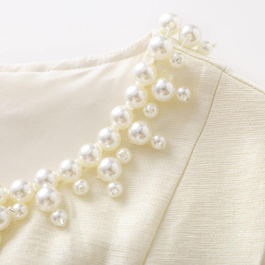 「高货wl」全新升级【铂金会员349/天猫469/差价120】(04427)洛诗琳气质重工钉珠连衣裙2026新款天丝绉纱收腰茶歇裙女 商品图3