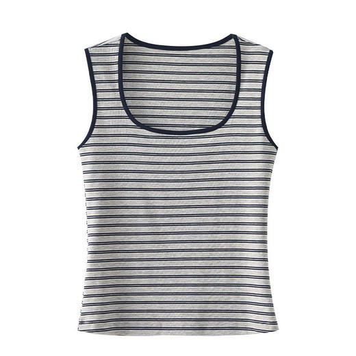 「自」全新升级【铂金会员91/天猫119/差价28】(03313)洛诗琳气质天丝棉条纹背心女2026新款抗菌显瘦U领打底上衣 商品图4