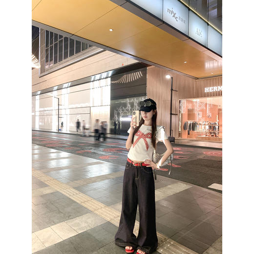 <曾小咸推荐>韩系蝴蝶结百搭短款T恤上衣【预售款，预计3-15天！！】 商品图1