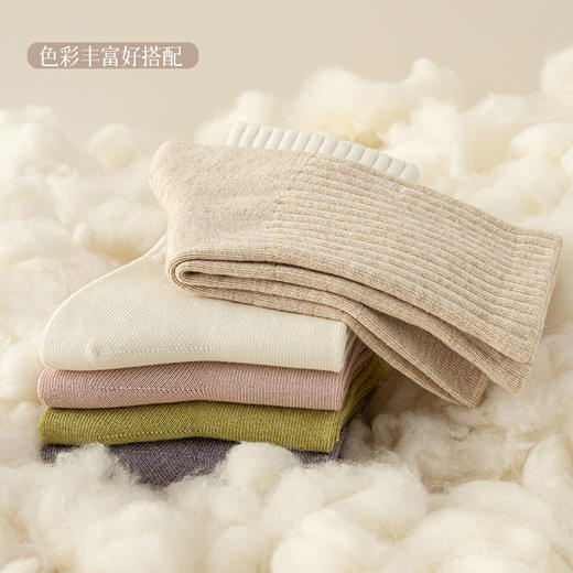 【5双装】女士秋冬7A抗菌防臭中通袜 纯棉无骨秋冬保暖堆堆袜长袜 商品图3