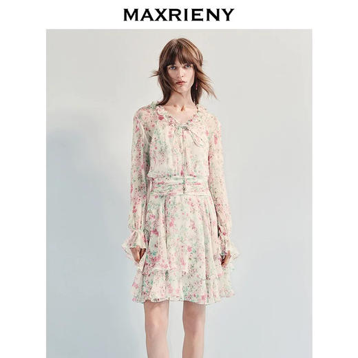 玛克门店发货：优雅度假风碎花连衣裙(货号:MF86DR011) 商品图0