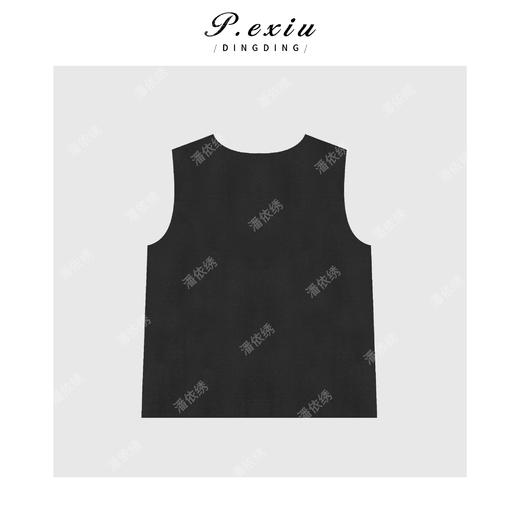 PanYiXiu/潘依绣高级光泽感门襟拼接蕾丝圆领无袖马甲 W-63806 商品图1