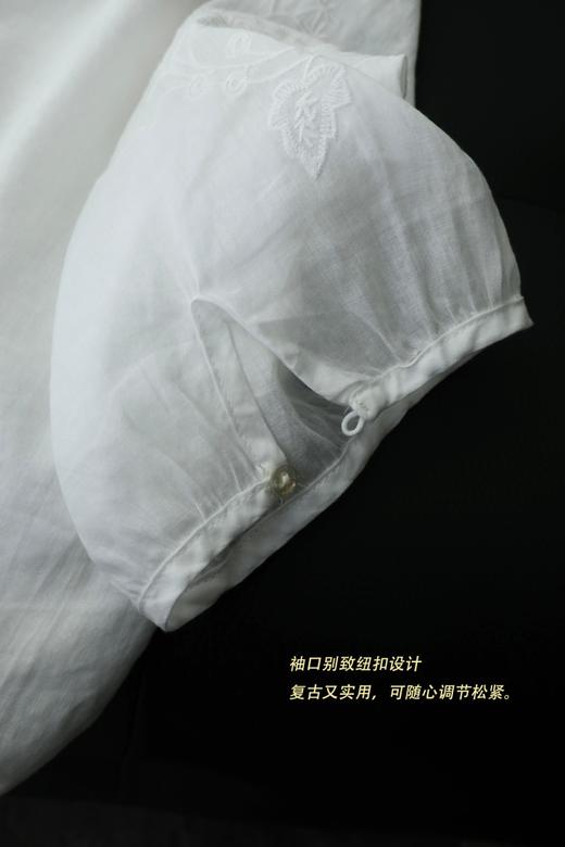 灵动飘逸 拂袖揽仙气 呼吸感七分袖苎麻v领刺绣衬衫 商品图13