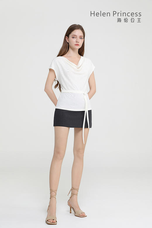 雅致荡领飘带收腰上衣 商品图6