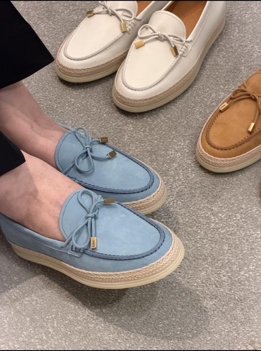 TODS 磨砂皮面草编麻绳底乐福鞋 商品图1