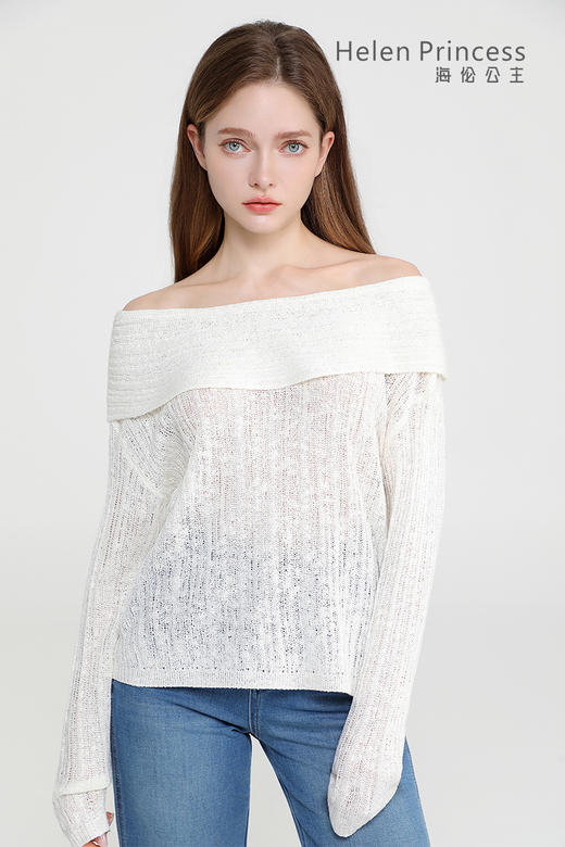 一字肩翻领上衣 商品图5