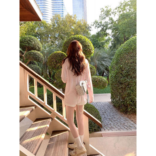 <曾小咸推荐>韩系甜美圆领粉色印花长袖T恤【预售款，预计3-15天！！】 商品图4