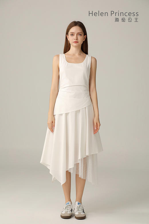 方领收腰不规则连衣裙 商品图5