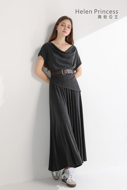 荡领收腰垂感套装裙 商品图8