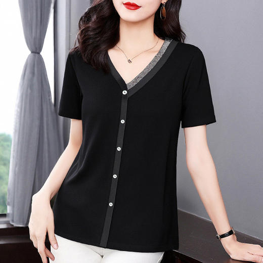 v领短袖t恤女2026年新款高级感上衣大码宽松中长款遮屁股显瘦衣服 商品图1