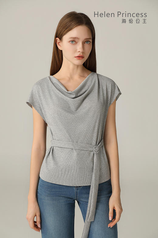 雅致荡领飘带收腰上衣 商品图10