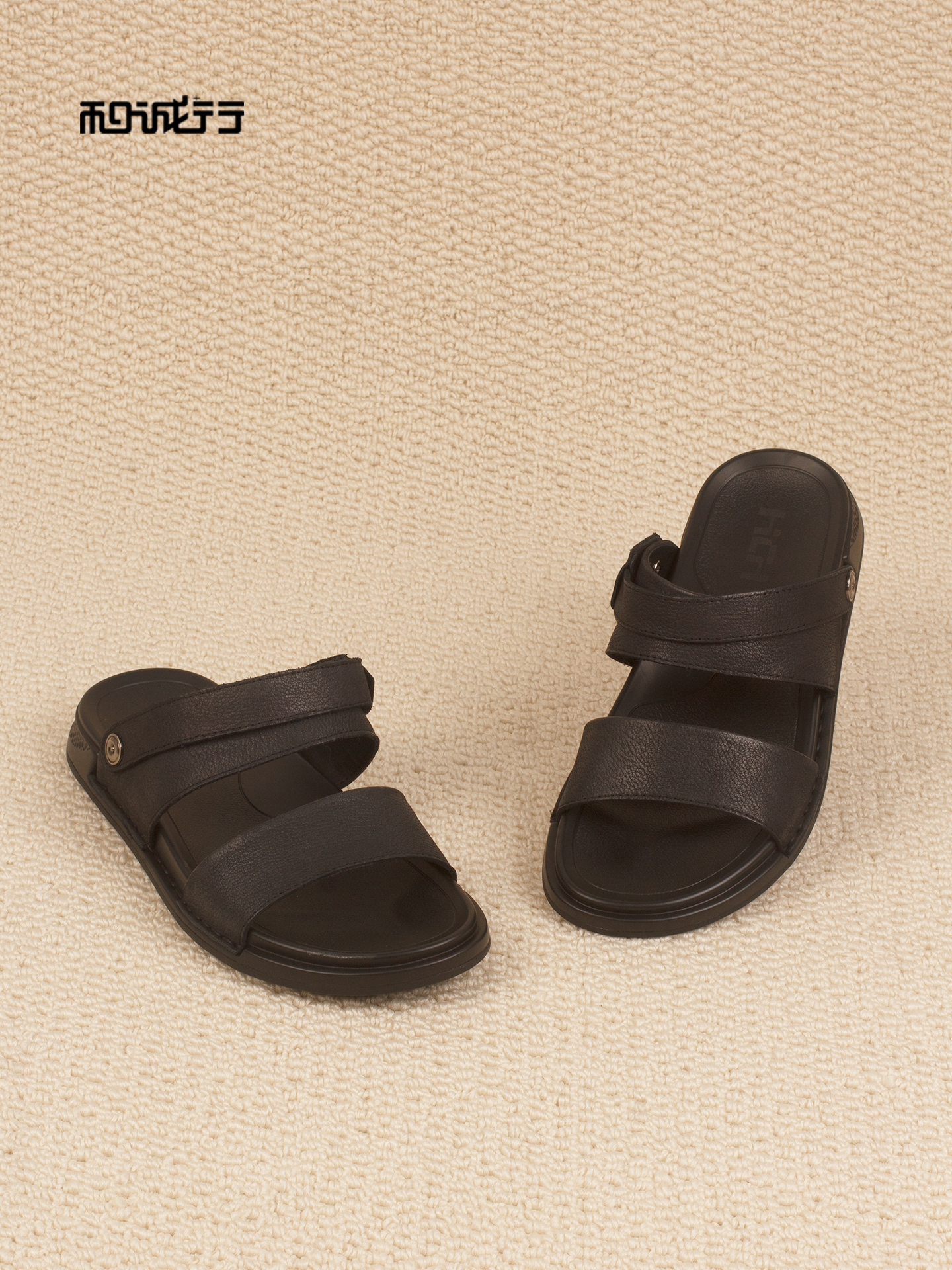 和诚行2026夏季新款真皮透气休闲两用软底外穿男式凉鞋0551295