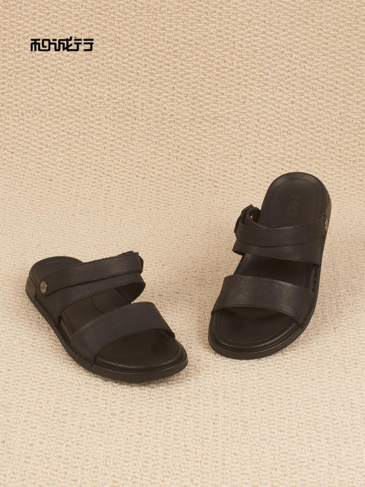 和诚行2026夏季新款真皮透气休闲两用软底外穿男式凉鞋0551295 商品图0