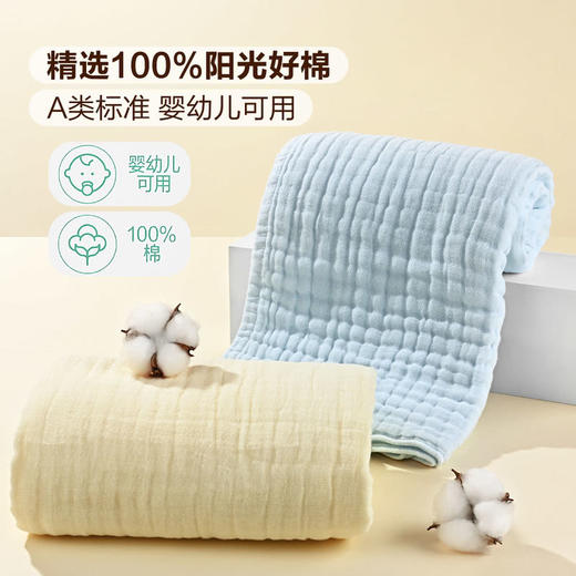 MM 山姆 Member's Mark 6层纱布浴巾 2条装 黄蓝 商品图2