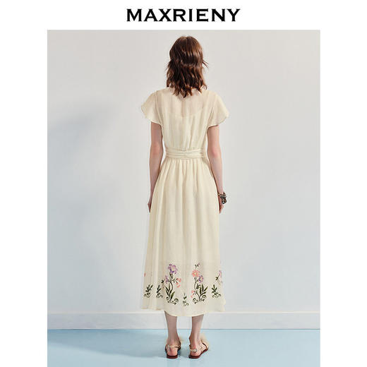 【杨超越同款】MAXRIENY优雅度假风连衣裙25夏款法式田园系带长裙(货号:MC86DR058) 商品图3