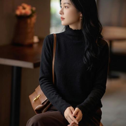 雅致通勤~蕾丝小立领叠穿打底衫精纺羊 绒质感内搭针织上衣30R0572 商品图2