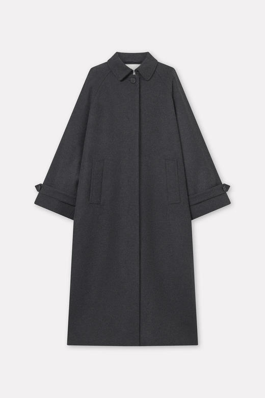 Mark Kenly Domino Tan 深灰色CARO插肩袖羊毛长外套 商品图7