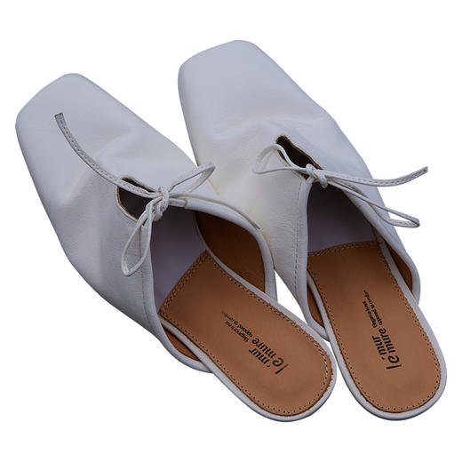 Le' Murmure 夏季新款系带平底半拖鞋褶皱气质小皮鞋气质女鞋 商品图4