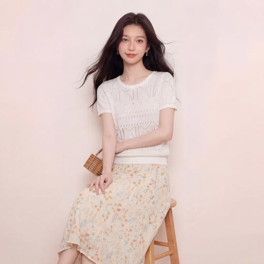 奢姿大码女装2026夏季减龄镂空设计圆领针织衫胖妹妹百搭时尚上衣9862692293 商品图2