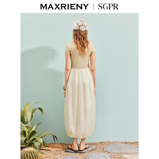 【SGPR】优雅度假风蕾丝绣花连衣裙花苞型拼接长裙夏(货号:MU86DR265) 商品图3