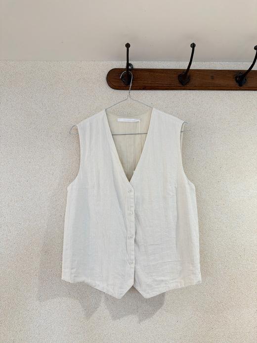 elsa esturgie 棉麻混纺V领无袖马甲(全衬里) 商品图9