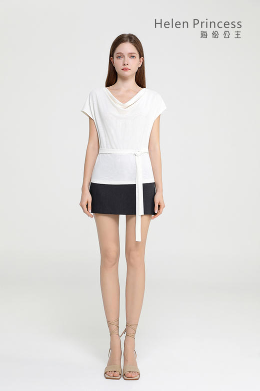 雅致荡领飘带收腰上衣 商品图5