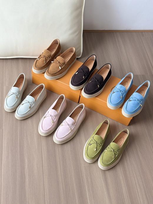 TODS 磨砂皮面草编麻绳底乐福鞋 商品图0