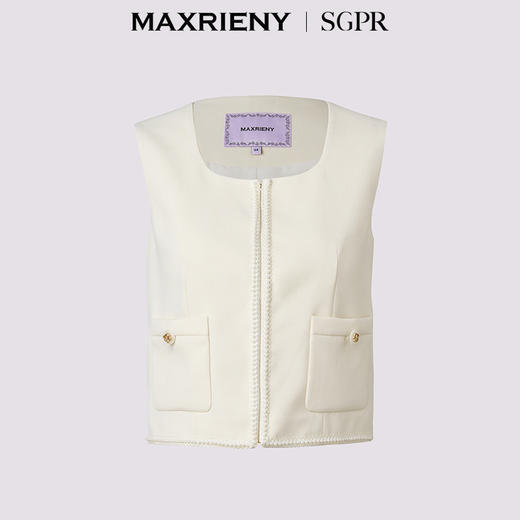 【SGPR】精致通勤直身钉珠马甲背心25夏千金修身马夹(货号:MU86VE251) 商品图4