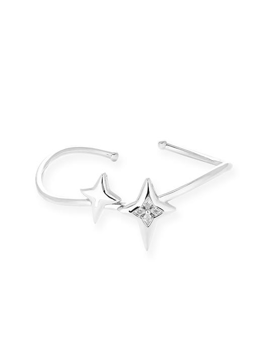 TR她热 星动自如 银色四芒星锆石百搭简约高级设计感可调节开口手镯 商品图2