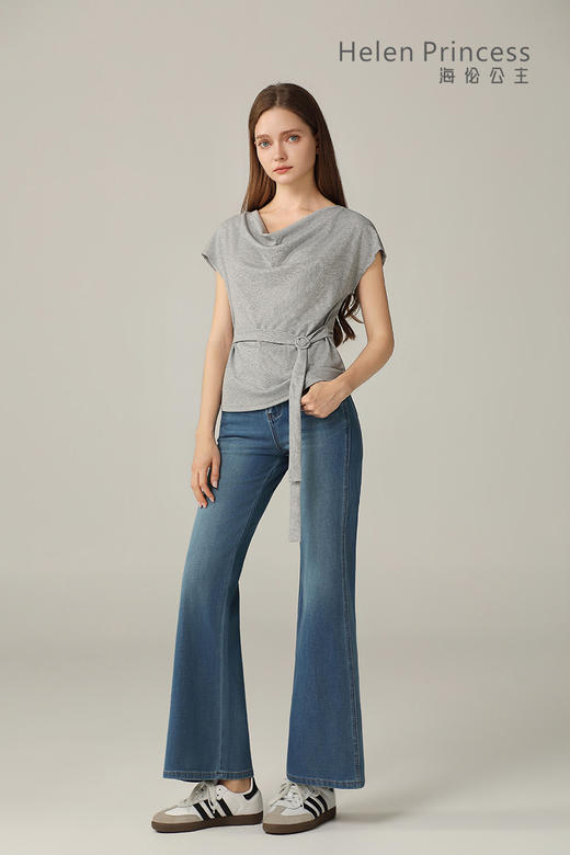 雅致荡领飘带收腰上衣 商品图9