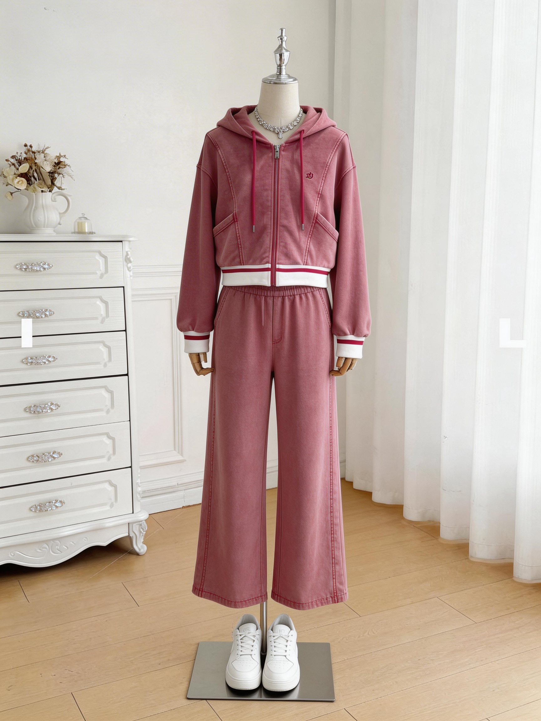 【孤品样衣，不退不换】春季新品连帽外套&松紧腰直筒裤