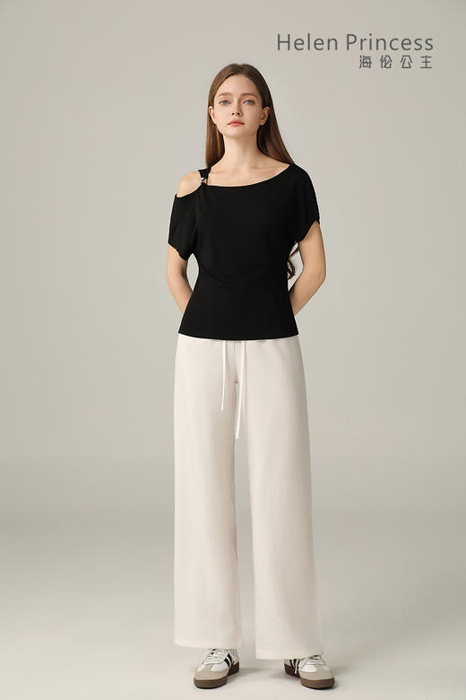 金属扣露肩T恤 商品图1