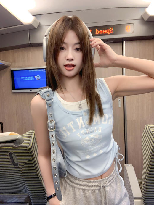 <曾小咸推荐>4.7现货秒杀 ！微信超特价！韩系假两件印花背心 日常119.99 立减60 秒杀59.99！！ 商品图14