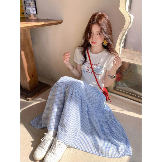 <曾小咸推荐>韩系字母印花短袖T恤半身裙【预售款，预计3-15天！！】 商品图2