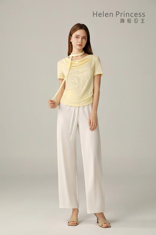 荡领飘带收腰上衣 商品图8