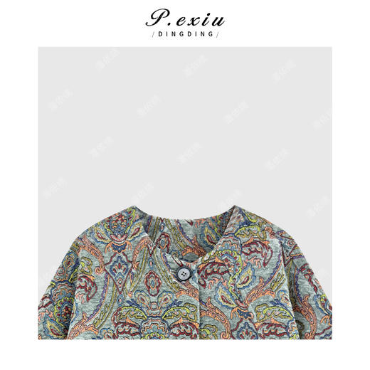 潘依绣丁丁宠粉 进口白鹅绒复古提花廓形休闲鹅绒服 Q16813 商品图2