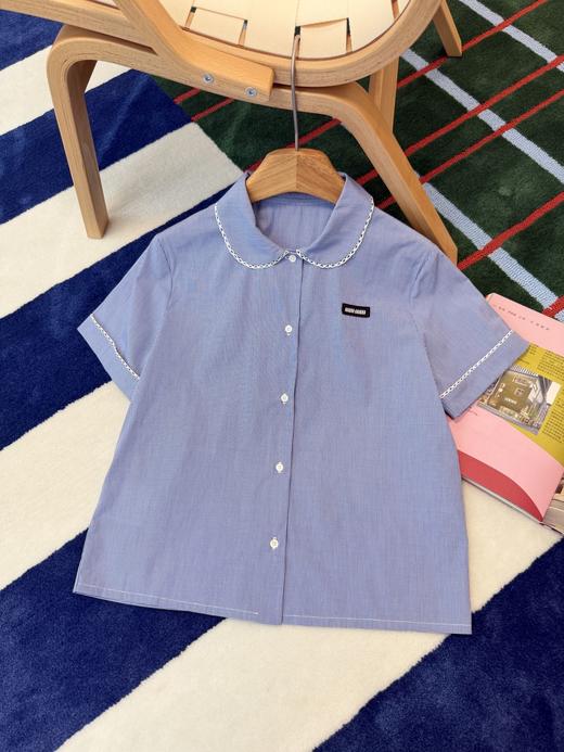 缪缪 浅蓝格纹半裙+浅蓝格纹娃娃领衬衫 商品图10