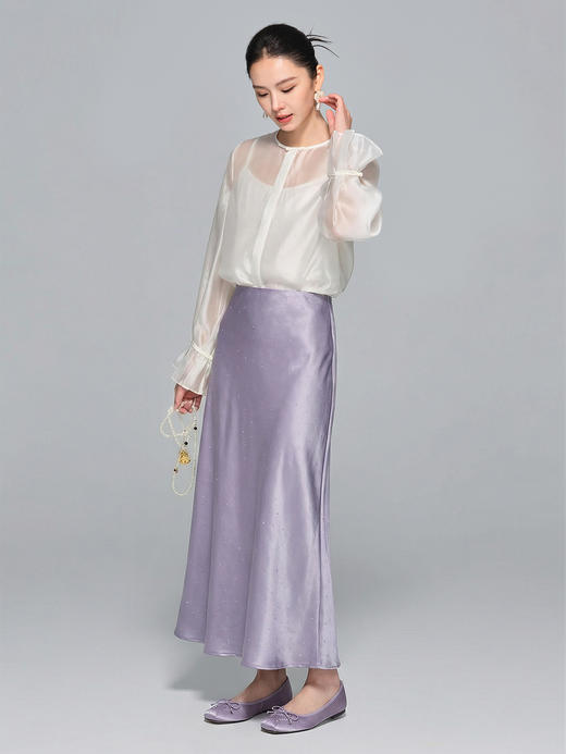 「自」全新升级【铂金会员183/天猫239/差价56】(15745)洛诗琳气质烫钻半身裙2026夏季新款高腰显瘦中长A字长裙女 商品图3