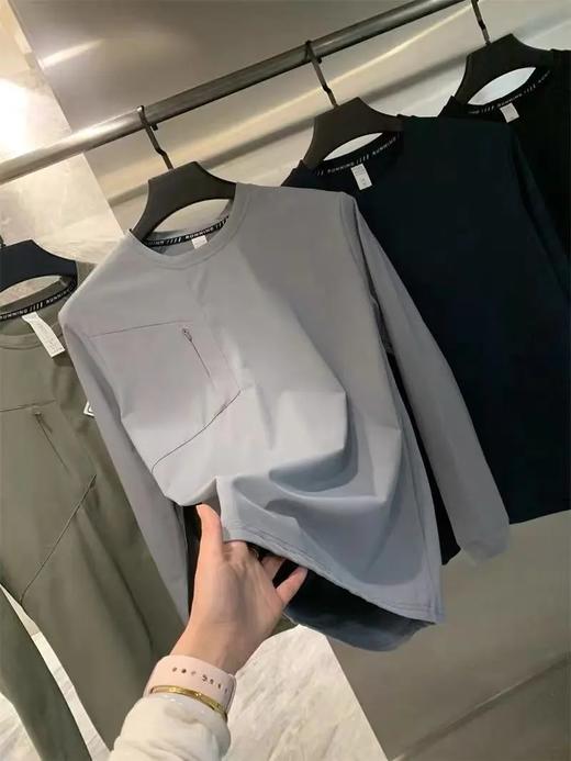 D系美学！棉感速干透气弹力户外运动休闲长袖T恤卫衣男 商品图4